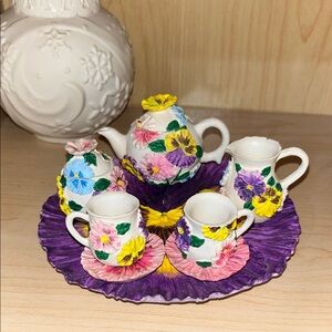 Floral Miniature Tea Set with Tray
